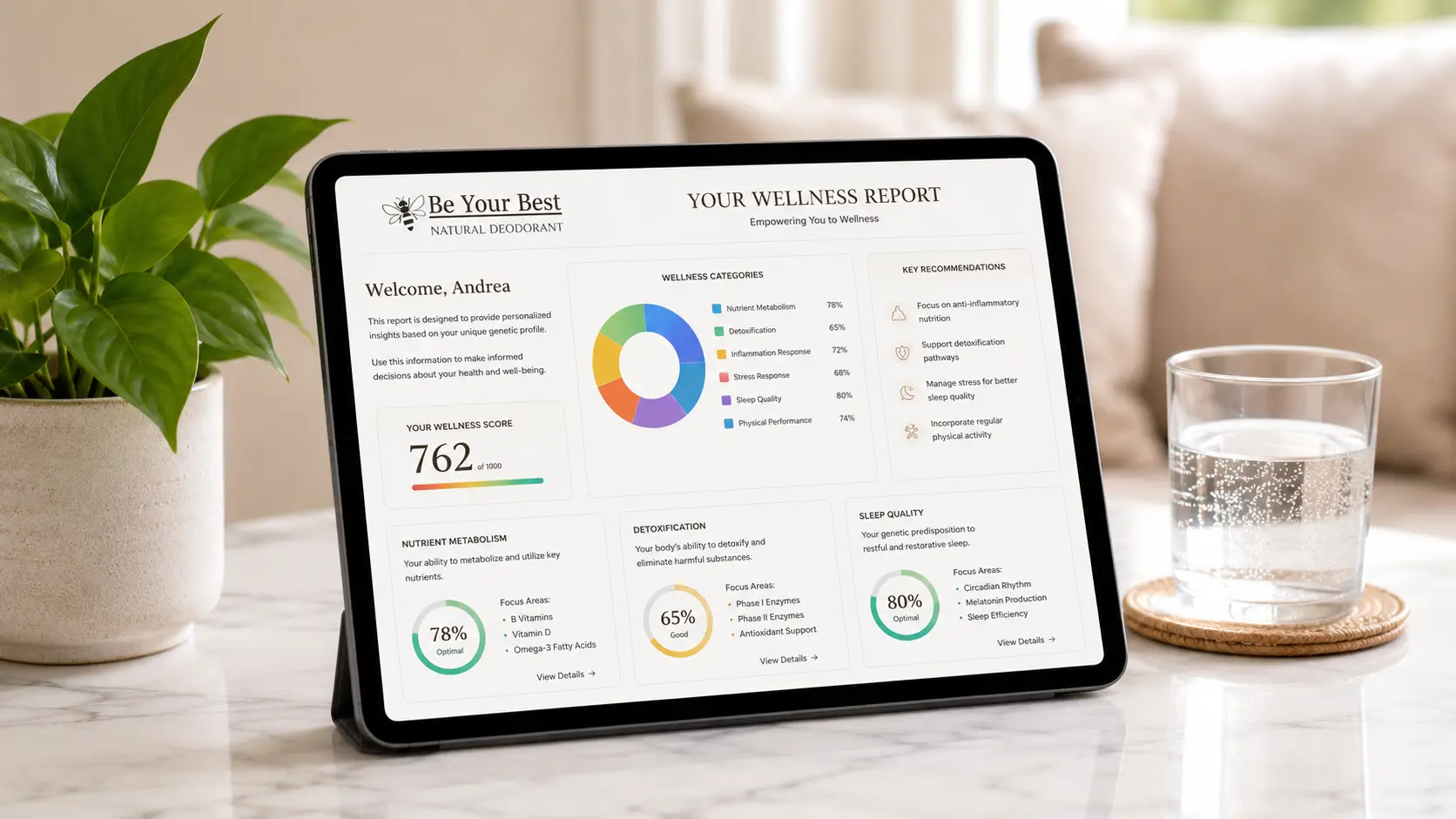 Reveal DNA wellness report on tablet